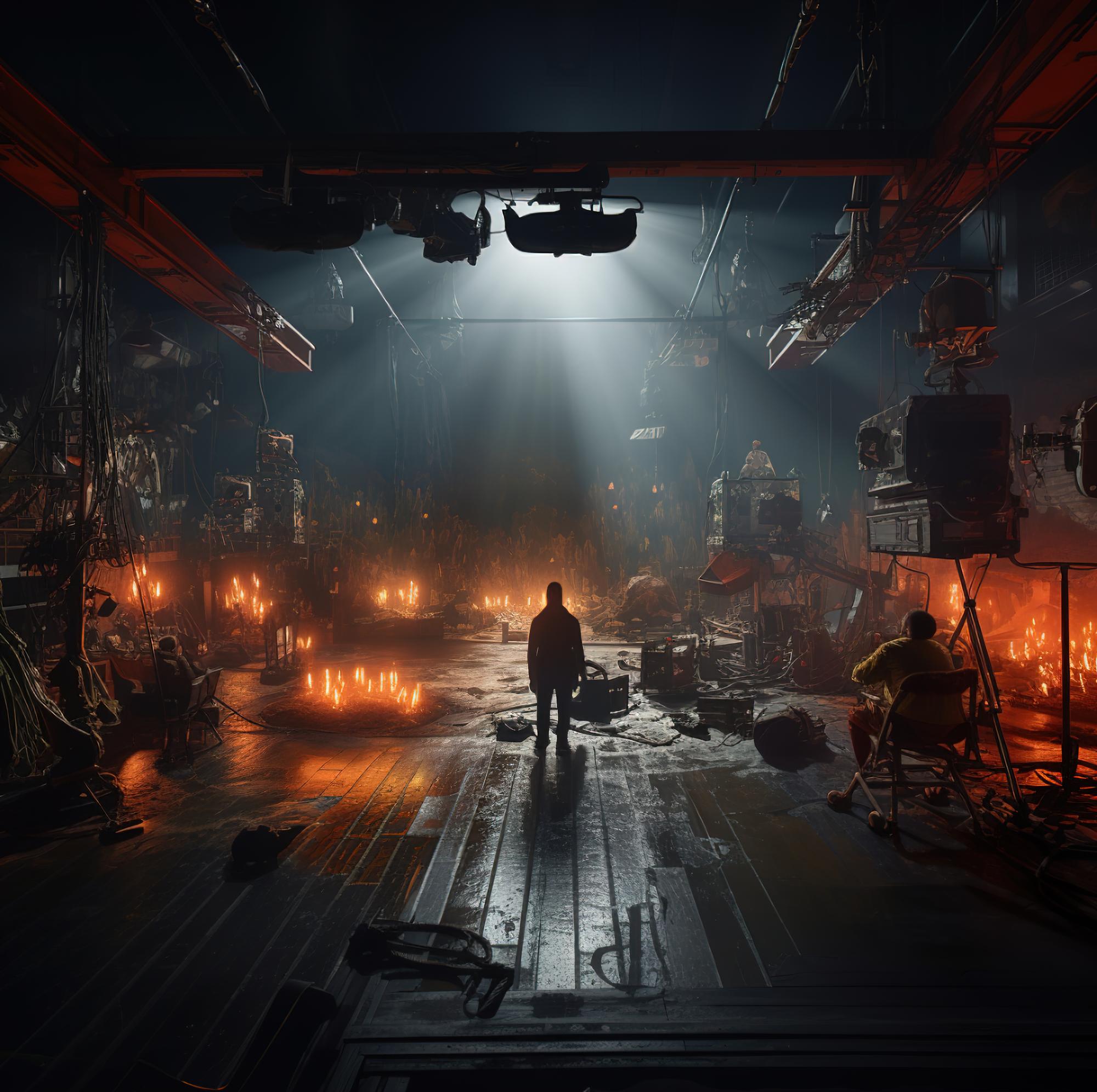 In-game boss scene with dramatic lighting